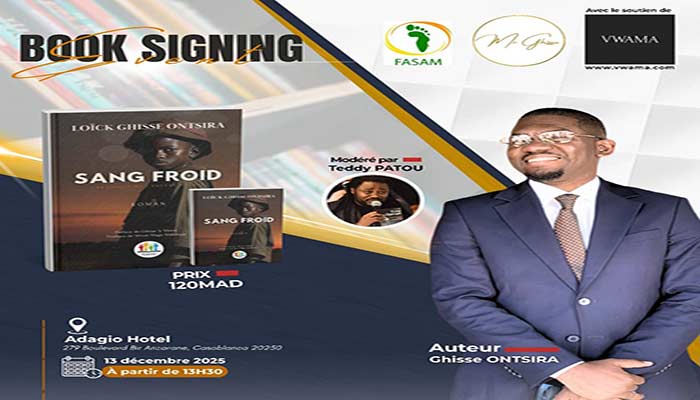 Lancement et séance de dédicace à Casablanca : « Sang Froid : Chroniques de l&rsquo;enfant-soldat », la nouvelle œuvre engagée de Ghisse ONTSIRA